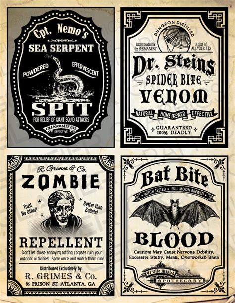 Free Printable Vintage Poison Labels